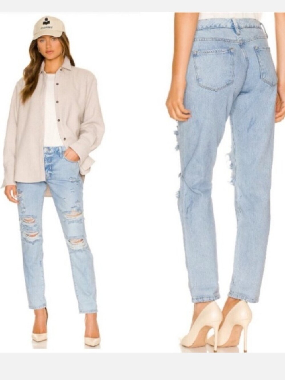Frame Le Garcon Denim Blue Jeans Distressed Straight Leg Mid-rise Boyfriend 30